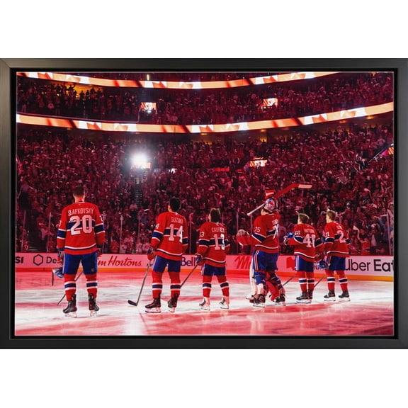 Frameworth Montreal Canadiens Framed Canvas Wall Art 22.5x31.5" 2026 NHL Playoffs Canadian Anthem Black Frame Officially Licensed NHL/NHLPA