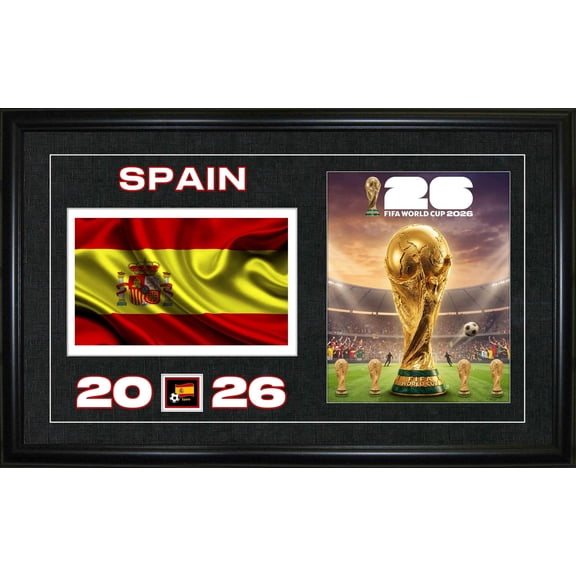 Frameworth Team Spain Framed Wall Art 15x24" FIFA World Cup 2026 Black Frame Officially Licensed FIFA Premium Sports Memorabilia Ready to Hang Collectible Display Made in Canada Gift for Fans
