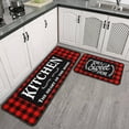 thumbnail image 1 of Framhouse Kitchen Rugs and Mats Set of 2, Black and Red Buffalo Plaid Non-Slip Floor Mat for Home Kitchen Decor - 17x29 and 17x47 Inch, 1 of 1