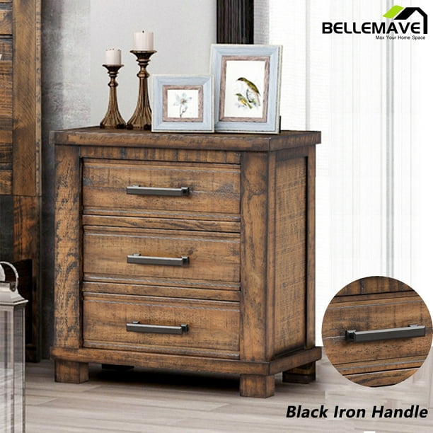 Framhouse Nightstands Rustic Nightstand with Drawer Wood Night Stand for Bedroom Livingroom Set of 1 Natural Brown