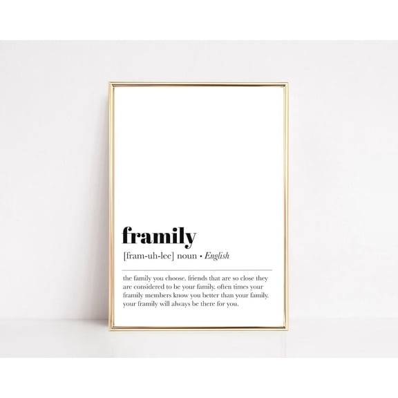 Framily Definition Minimalist Dictionary Style Wall Art, Unframed Paper Print Size 8x12