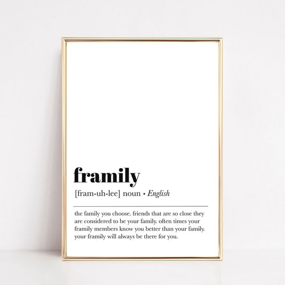 Framily Definition Print: Minimalist Dictionary Art, Home Decor, Vintage Gift, Home Decor, Poster Only