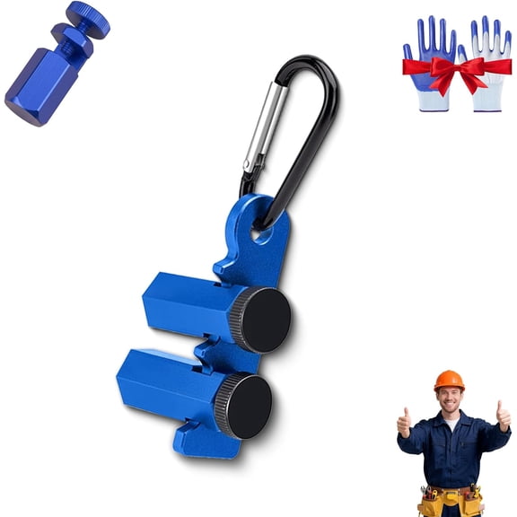 Framing Square Clamp & Tall Stair Gauge Set with Holder Hook | Right-Angle Jig Attachment with Hexagonal Locking for Carpentry and Circular Saws | Blue