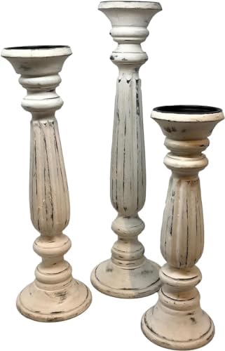 Framingham Mango Wood Candle Holders for Pillar Candles Set of 3 Large ...