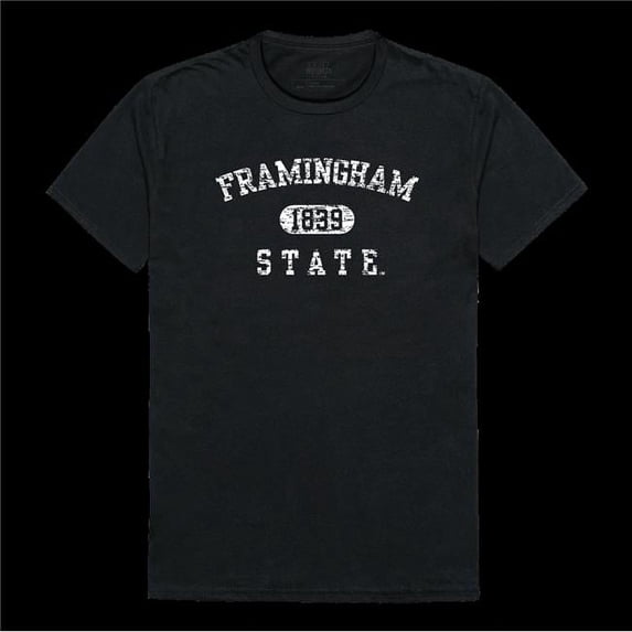 Framingham State University Rams Distressed Arch College T-Shirt, Black - Medium