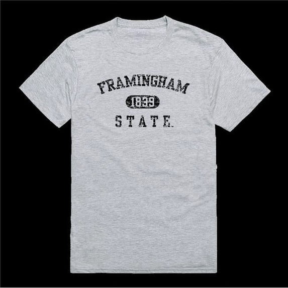 Framingham State University Rams Distressed Arch College T-Shirt, Heather Grey - Extra Large