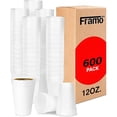 thumbnail image 1 of Framo 12 Oz Foam Cups (600 Pack) Lightweight Insulated Foam Cups for Coffee, Cold Drinks & Other Hot Beverages - Disposable Drinking Cups for Parties, Picnic, BBQ, Travel, & Events, Clear, 1 of 1
