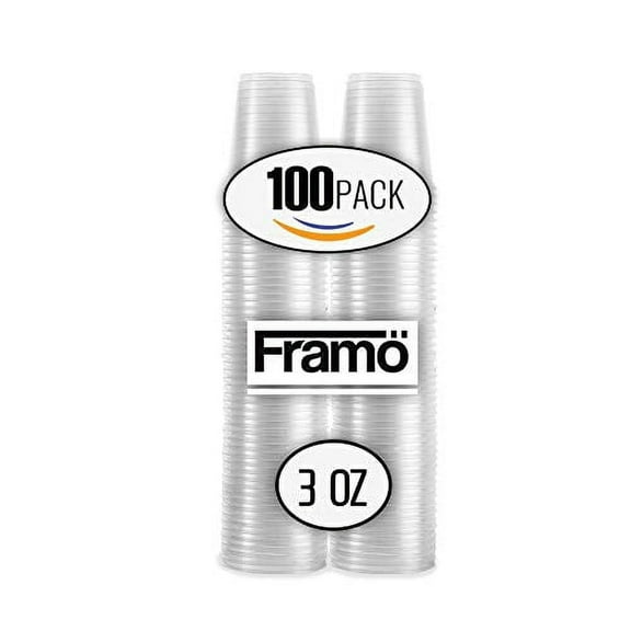 Framo 3 Oz Clear Plastic Cups, for Any Occasion, Disposable Transparent Ice Tea, Juice, Soda, and Coffee Glasses for Party, Picnic, BBQ, Travel, and Events, 200