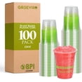 thumbnail image 1 of GREEVIRO Compostable Clear Plastic Cups, Reusable & Disposable, 12 Oz, 100 Pack, 1 of 9