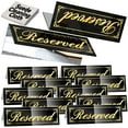 thumbnail image 1 of Framokoko 12 Pcs Mirrored Reserved Table Signs, Double Sided Table Tent Signs with Suede Cloth, Reservation Seat Indicators for Wedding Restaurant Ceremony Party Banquet  (Black 6"x2"), 1 of 7
