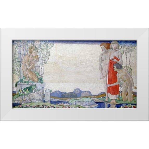 Frampton, Edward Reginald 14x9 White Modern Wood Framed Museum Art Print Titled - The Voice of Pan