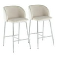 thumbnail image 1 of Fran Contemporary Counter Stool In Chrome Metal And Cream Velvet - Set Of 2, 1 of 7