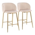 thumbnail image 1 of Fran Pleated Contemporary Glam Fixed-Height Counter Stool In Gold Metal And White Velvet - Set Of 2, 1 of 7