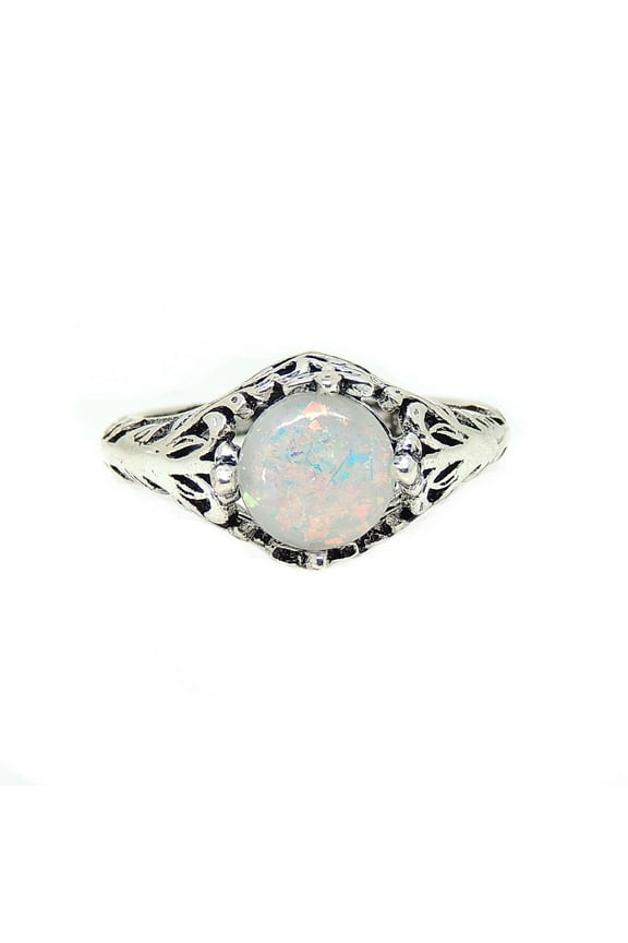 Fran Statement Ring for Women Fire Opal Filigree Style Ginger Lyne Collection