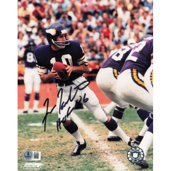 Fran Tarkenton Autographed 8x10 Photo Minnesota Vikings "HOF 86" Beckett BAS QR #BS12842