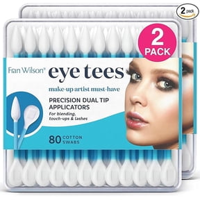 Fran Wilson EYE TEES COTTON TIPS 80 Count (2 PACK) - Precision Makeup Applicator, Double-sided Swabs with Pointed and Rounded Ends for Perfect Blending, Effective Cleaning and Precise Touch-ups