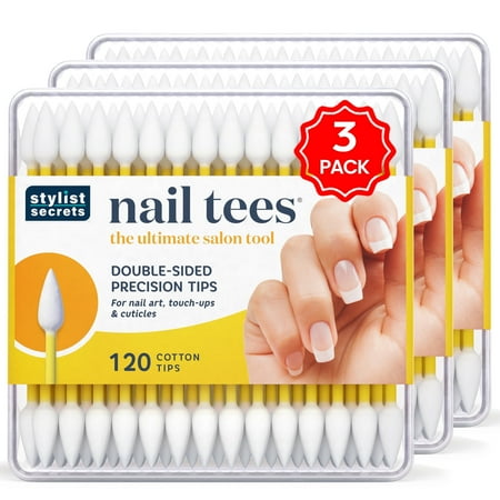 Fran Wilson NAIL TEES COTTON TIPS 120 Count (3 PACK) - The Ultimate Nail Tool, Multi-Purpose Double-sided Swabs with Pointed Ends for Precise Touch-ups and the Perfect At-Home Manicure & Pedicure…