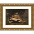 thumbnail image 1 of François Alfred Delobbe 14x11 Gold Ornate Wood Frame and Double Matted Museum Art Print Titled - Pyrame and Thisbe (1875), 1 of 4