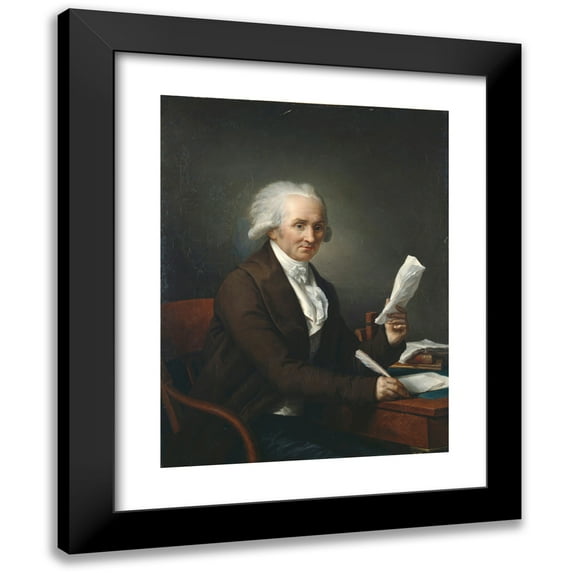 François-André Vincent 12x14 Black Modern Framed Museum Art Print Titled - Gentleman in His Study (Late 18th or Early 19th Century)