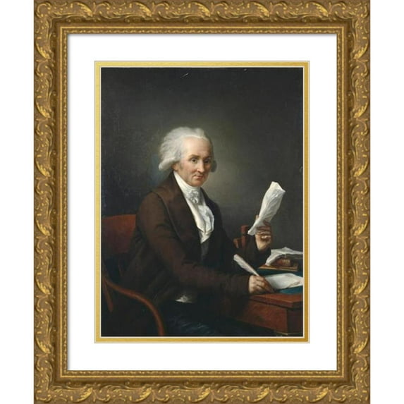 François-André Vincent 19x24 Gold Ornate Framed and Double Matted Museum Art Print Titled - Gentleman in His Study (Late 18th or Early 19th Century)