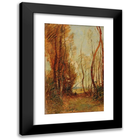 François-Auguste Ravier 11x14 Black Modern Framed Museum Art Print Titled - Poplars in Spring (ca 1840)