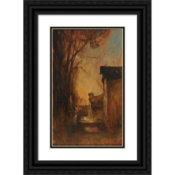 François-Auguste Ravier 16x24 Black Ornate Framed Double Matted Museum Art Print Titled: Allee Des Tilleuls a Cremieu