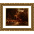 thumbnail image 1 of François-Auguste Ravier 18x14 Gold Ornate Wood Frame and Double Matted Museum Art Print Titled - Forest Landscape, 1 of 4