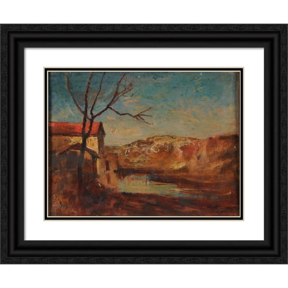 François-Auguste Ravier 24x19 Black Ornate Framed Double Matted Museum Art Print Titled: The Roche Mill