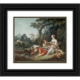 thumbnail image 1 of François Boucher 14x12 Black Ornate Wood Framed Double Matted Museum Art Print Titled: He Thinks of the Grapes (1747), 1 of 5