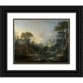 thumbnail image 1 of François Boucher 14x12 Black Ornate Wood Framed Double Matted Museum Art Print Titled: Landscape with a Water Mill, 1 of 5