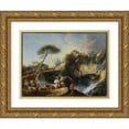 thumbnail image 1 of François Boucher 14x12 Gold Ornate Wood Frame and Double Matted Museum Art Print Titled - View of Tivoli with the Temple of Vesta, 1 of 4