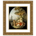thumbnail image 1 of François Boucher 15x18 Gold Ornate Wood Frame and Double Matted Museum Art Print Titled - The Happy Mother (1758), 1 of 4