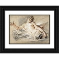 thumbnail image 1 of François Boucher 18x14 Black Ornate Wood Framed Double Matted Museum Art Print Titled - Mermaid Lying on a Dolphin (1748), 1 of 5