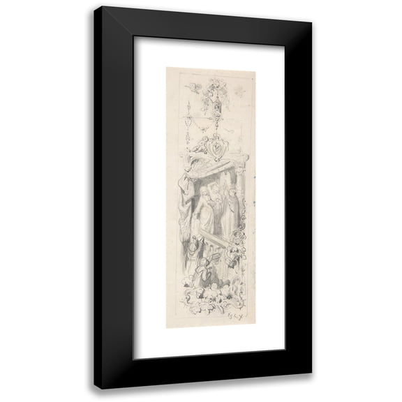 François-Claudius Compte-Calix 8x18 Black Modern Framed Museum Art Print Titled - Decorative Study of a Play (1830-80)