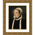 thumbnail image 1 of François Clouet 14x18 Gold Ornate Wood Frame and Double Matted Museum Art Print Titled - Portrait of Christina of Denmark, Duchess of Milan, 1 of 4