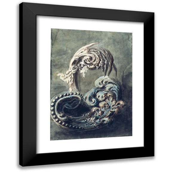 François Cuvilliés the Younger 18x24 Black Modern Framed Museum Art Print Titled - Scroll Ornament (1768)