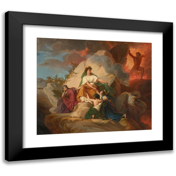 François-Edouard Picot 17x15 Black Modern Framed Museum Art Print Titled - Cybele Opposing Vesuvius to Protect the Cities of Stabia, Herculaneum, Pompeii and Resina
