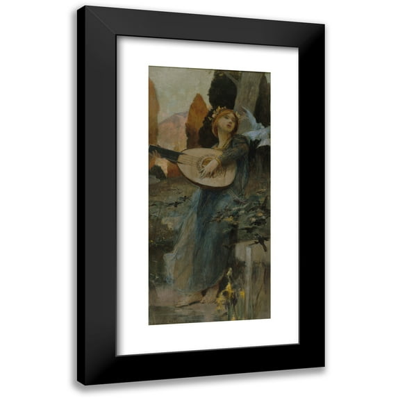 François Flameng 8x14 Black Modern Framed Museum Art Print Titled - Music (1903)