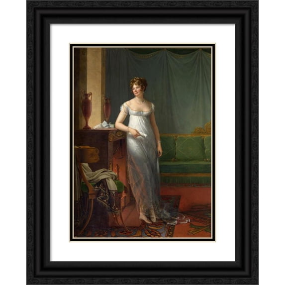François Gérard 11x14 Black Ornate Wood Framed Double Matted Museum Art Print Titled: Madame Charles Maurice De Talleyrand Perigord (ca. 1804)