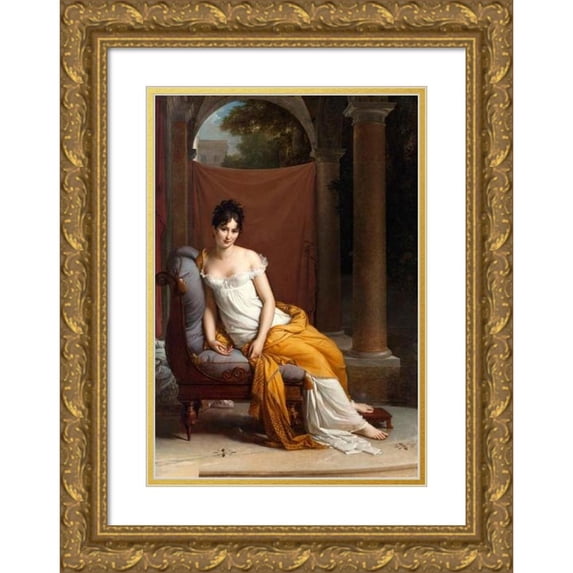 François Gérard 11x14 Gold Ornate Wood Frame and Double Matted Museum Art Print Titled - Portrait of Juliette Recamier, Nee Bernard (1777-1849)