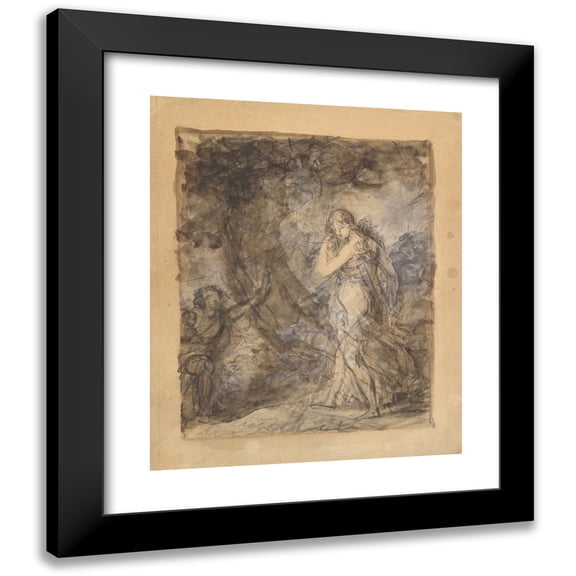 François Gérard 12x14 Black Modern Framed Museum Art Print Titled - Daphnis Running Toward Chloe (ca. 1798)