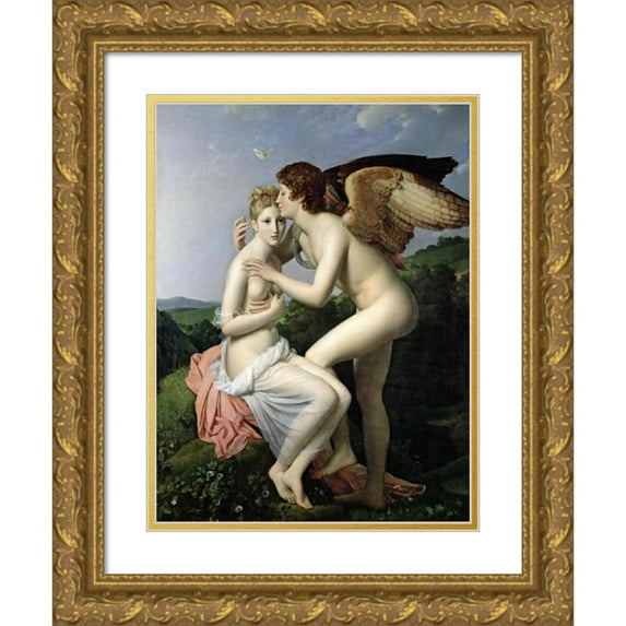 François Gérard 15x18 Gold Ornate Wood Frame and Double Matted Museum Art Print Titled - Cupid and Psyche (C.1798)