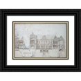 thumbnail image 1 of François-Joseph Bélanger 14x11 Black Ornate Wood Framed Double Matted Museum Art Print Titled: Isolation Project of the National Library on Fire, 1 of 5
