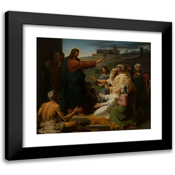 François-Louis Dejuinne 14x12 Black Modern Framed Museum Art Print Titled - Jesus Healing the Blind and the Lame (1817)
