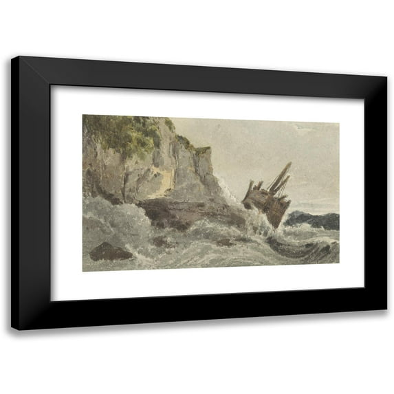 François Louis Thomas Francia 14x11 Black Modern Framed Museum Art Print Titled - Wreck on High Waves (1782 - 1839)