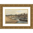 thumbnail image 1 of François Louis Thomas Francia 18x13 Gold Ornate Wood Frame and Double Matted Museum Art Print Titled - The Pont De La Concorde and Tuileries Palace from the Cours La Reine (1823), 1 of 4