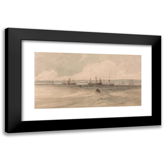 François Louis Thomas Francia 24x15 Black Modern Framed Museum Art Print Titled - View of Sheerness
