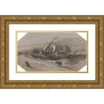 thumbnail image 1 of François Louis Thomas Francia 24x15 Gold Ornate Framed and Double Matted Museum Art Print Titled - Ships Heeling Over in a Stormy Sea, 1 of 4