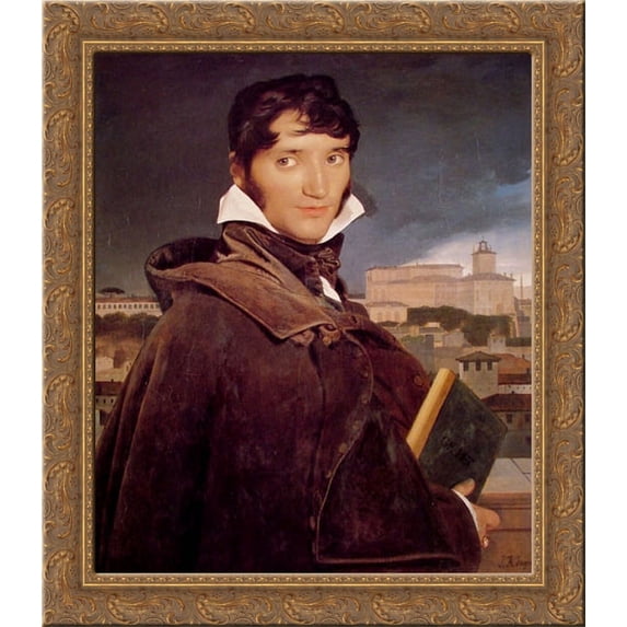 Fran?ois-Marius Granet 20x22 Gold Ornate Wood Framed Canvas Art by Ingres, Jean Auguste Dominique
