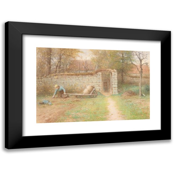 François Millet 14x11 Black Modern Framed Museum Art Print Titled - The Old Home at Barbizon (About 1885-90)